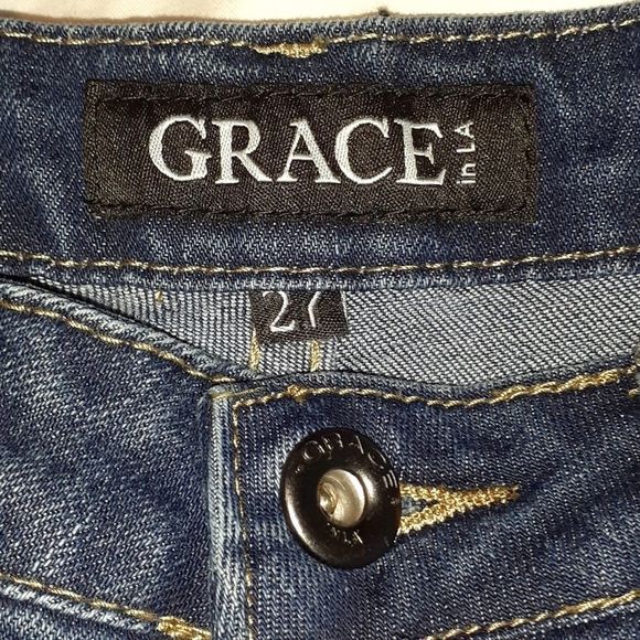 Grace in LA Dark Wash Plain Pocket Skinny Jeans 27 - Picture 2 of 6